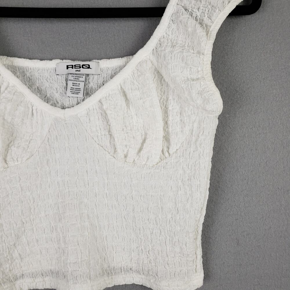 RSQ Size S Milkmaid Bustier Crop Top White Smocked Peasant Scandi Cottagecore‎ - Picture 3 of 7